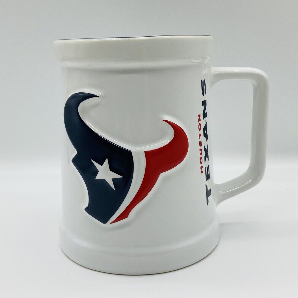 Houston Texans Official NFL Licensed White Blue Red Bull Logo 3D 24oz Coffee Mug